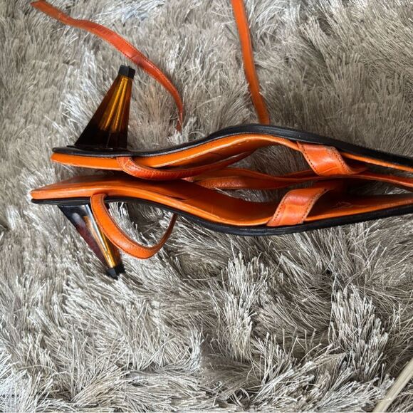 Versace 90s Vintage glass Heel open toe strappy sandals Designer crocodile y2k - Picture 5 of 10